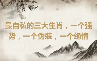 最自私的三大生肖，一个强势，一个伪装，一个绝情