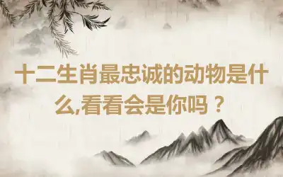 十二生肖最忠诚的动物是什么,看看会是你吗?