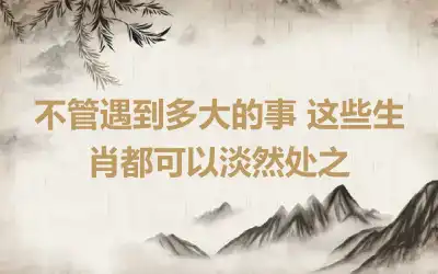 不管遇到多大的事 这些生肖都可以淡然处之