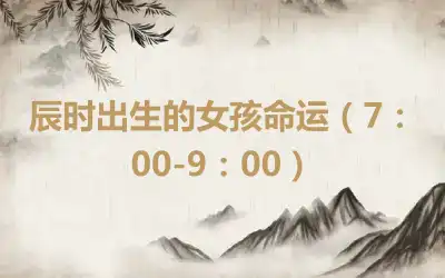辰时出生的女孩命运（7：00-9：00）