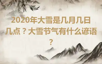 2020年大雪是几月几日几点?大雪节气有什么谚语?