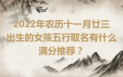 2022年农历十一月廿三出生的女孩五行取名有什么满分推荐？