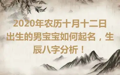2020年农历十月十二日出生的男宝宝如何起名，生辰八字分析！