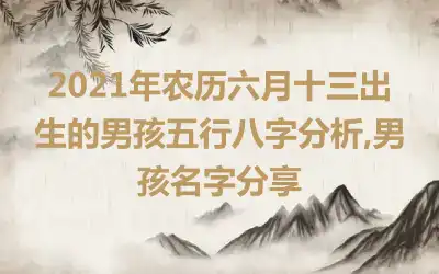 2021年农历六月十三出生的男孩五行八字分析,男孩名字分享