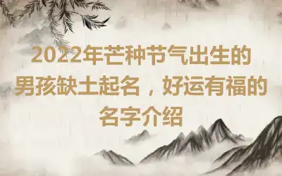 2022年芒种节气出生的男孩缺土起名，好运有福的名字介绍
