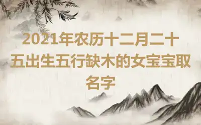 2021年农历十二月二十五出生五行缺木的女宝宝取名字