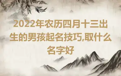 2022年农历四月十三出生的男孩起名技巧,取什么名字好