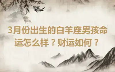 3月份出生的白羊座男孩命运怎么样？财运如何？