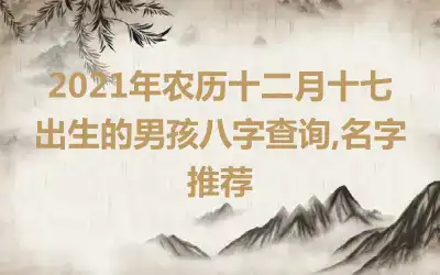 2021年农历十二月十七出生的男孩八字查询,名字推荐