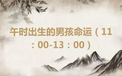 午时出生的男孩命运（11：00-13：00）