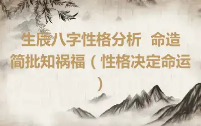 生辰八字性格分析  命造简批知祸福（性格决定命运）