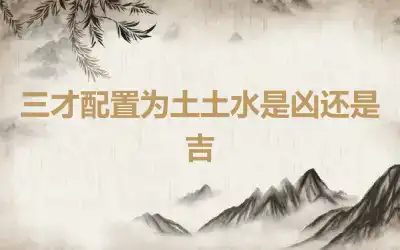 三才配置为土土水是凶还是吉