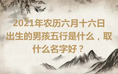 2021年农历六月十六日出生的男孩五行是什么，取什么名字好？
