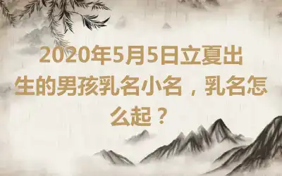 2020年5月5日立夏出生的男孩乳名小名，乳名怎么起？