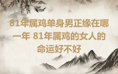 81年属鸡单身男正缘在哪一年 81年属鸡的女人的命运好不好