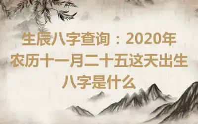 生辰八字查询：2020年农历十一月二十五这天出生八字是什么