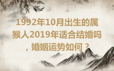 1992年11月出生的属猴人2019年结婚运势如何？