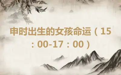 申时出生的女孩命运（15：00-17：00）