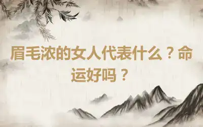 眉毛浓的女人代表什么？命运好吗？