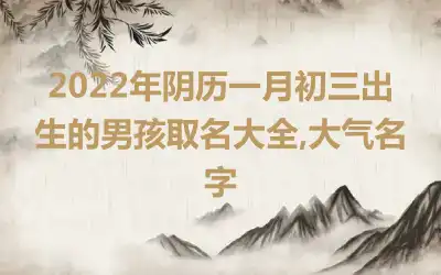 2022年阴历一月初三出生的男孩取名大全,大气名字