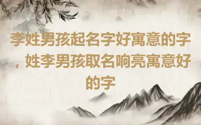 李姓男孩起名字好寓意的字，姓李男孩取名响亮寓意好的字