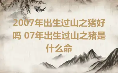 2007年出生过山之猪好吗 07年出生过山之猪是什么命