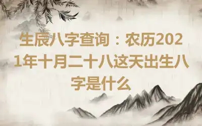 生辰八字查询：农历2021年十月二十八这天出生八字是什么