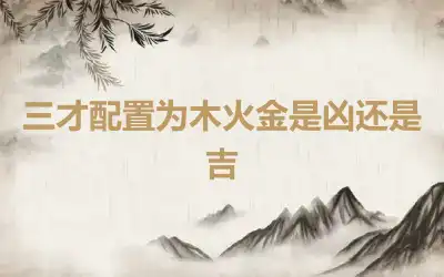 三才配置为木火金是凶还是吉