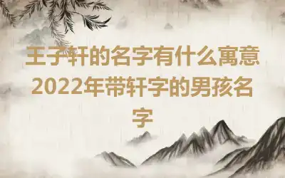 王子轩的名字有什么寓意 2022年带轩字的男孩名字