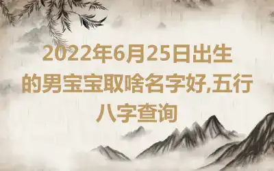 2022年6月25日出生的男宝宝取啥名字好,五行八字查询
