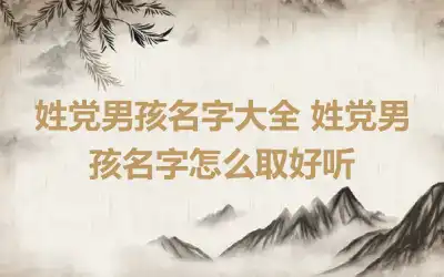 姓党男孩名字大全 姓党男孩名字怎么取好听