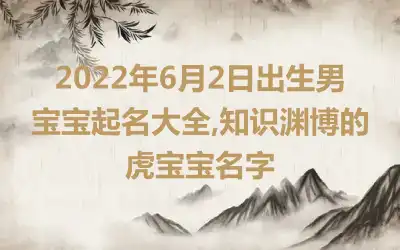 2022年6月2日出生男宝宝起名大全,知识渊博的虎宝宝名字