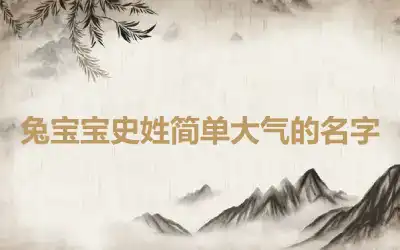 兔宝宝史姓简单大气的名字