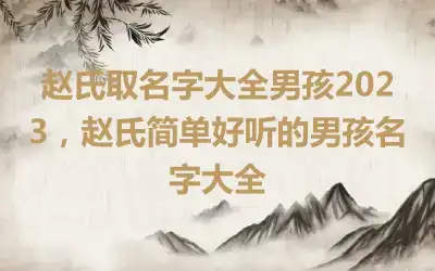 赵氏取名字大全男孩2023，赵氏简单好听的男孩名字大全