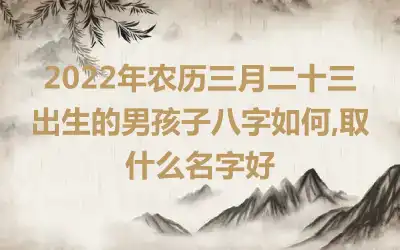 2022年农历三月二十三出生的男孩子八字如何,取什么名字好