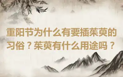 重阳节为什么有要插茱萸的习俗？茱萸有什么用途吗？
