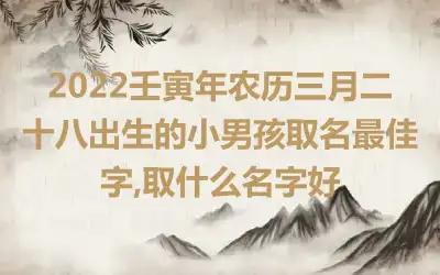 2022壬寅年农历三月二十八出生的小男孩取名最佳字,取什么名字好