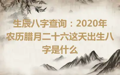生辰八字查询：2020年农历腊月二十六这天出生八字是什么