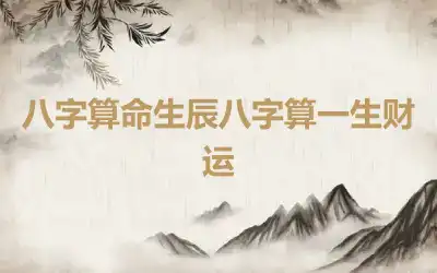 八字算命生辰八字算一生财运