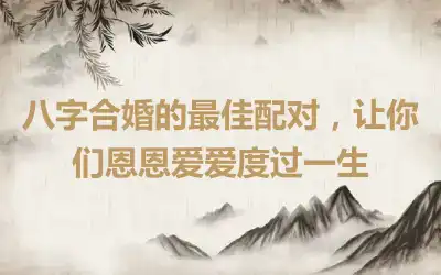 八字合婚的最佳配对，让你们恩恩爱爱度过一生