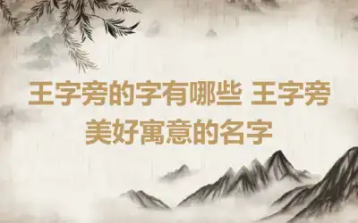 王字旁的字有哪些 王字旁美好寓意的名字