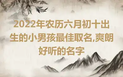 2022年农历六月初十出生的小男孩最佳取名,爽朗好听的名字