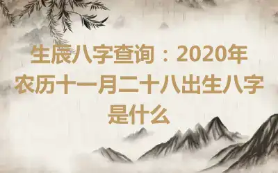 生辰八字查询：2020年农历十一月二十八出生八字是什么