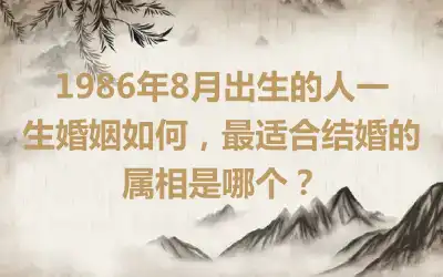 1986年8月出生的人一生婚姻如何，最适合结婚的属相是哪个？
