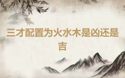 三才配置为火水木是凶还是吉
