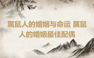 属鼠人的婚姻与命运 属鼠人的婚姻最佳配偶