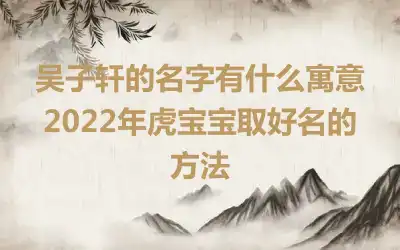 吴子轩的名字有什么寓意 2022年虎宝宝取好名的方法