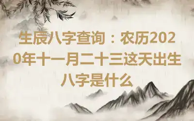 生辰八字查询：农历2020年十一月二十三这天出生八字是什么