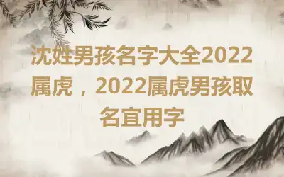 沈姓男孩名字大全2022属虎，2022属虎男孩取名宜用字