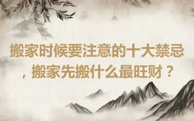 搬家时候要注意的十大禁忌，搬家先搬什么最旺财？